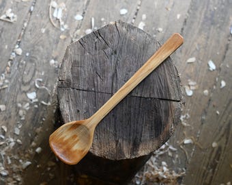 Hand Carved Birch Cooking Spoon / Flat Tipped 12"