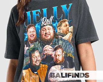 Maglietta unisex rapper e cantante JELLY ROLL - Maglietta grafica retrò Jelly Roll Music - ID maglietta musicale