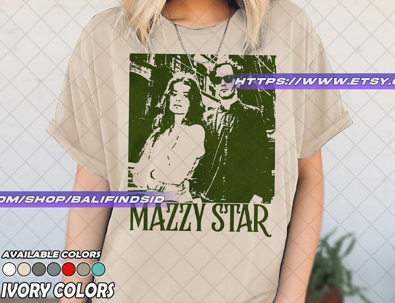 Camiseta unisex de la banda de rock Mazzy Star, merchandising de Mazzy Star, diseño de póster de la banda de los 90 de Mazzy Star, camiseta gráfica con identificación de regalo imagen 3
