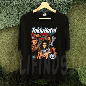 Maglietta vintage dei Tokio Hotel, merchandising dei Tokio Hotel, maglietta grafica con poster dei Tokio Hotel