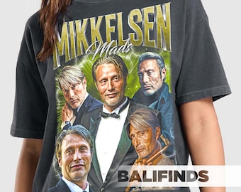 Camiseta unisex del actor danés MADS MIKKELSEN - Camiseta gráfica retro de Mads Mikkelsen - Camiseta de serie de televisión - ID de merchandising de Mads Mikkelsen