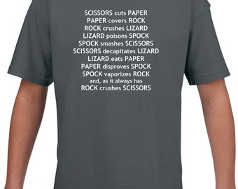 Rock Paper Scissors Lizard Spock Rules Childrens T-Shirt