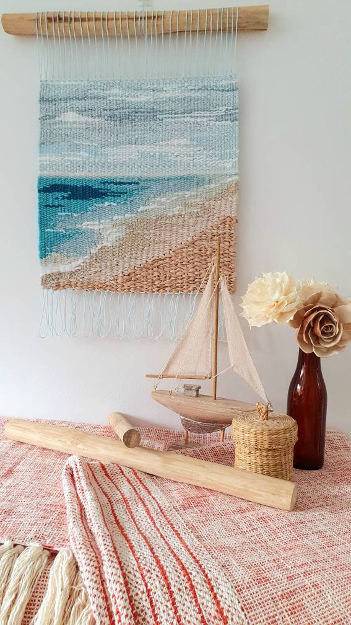 Visual Reference: Handwoven Coastal Landscape Woven Art Wall Hanging Fibre Art