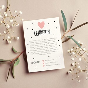 Lehrerin | Synonyme | Mutmacherin | Danke | Geschenk | Karte