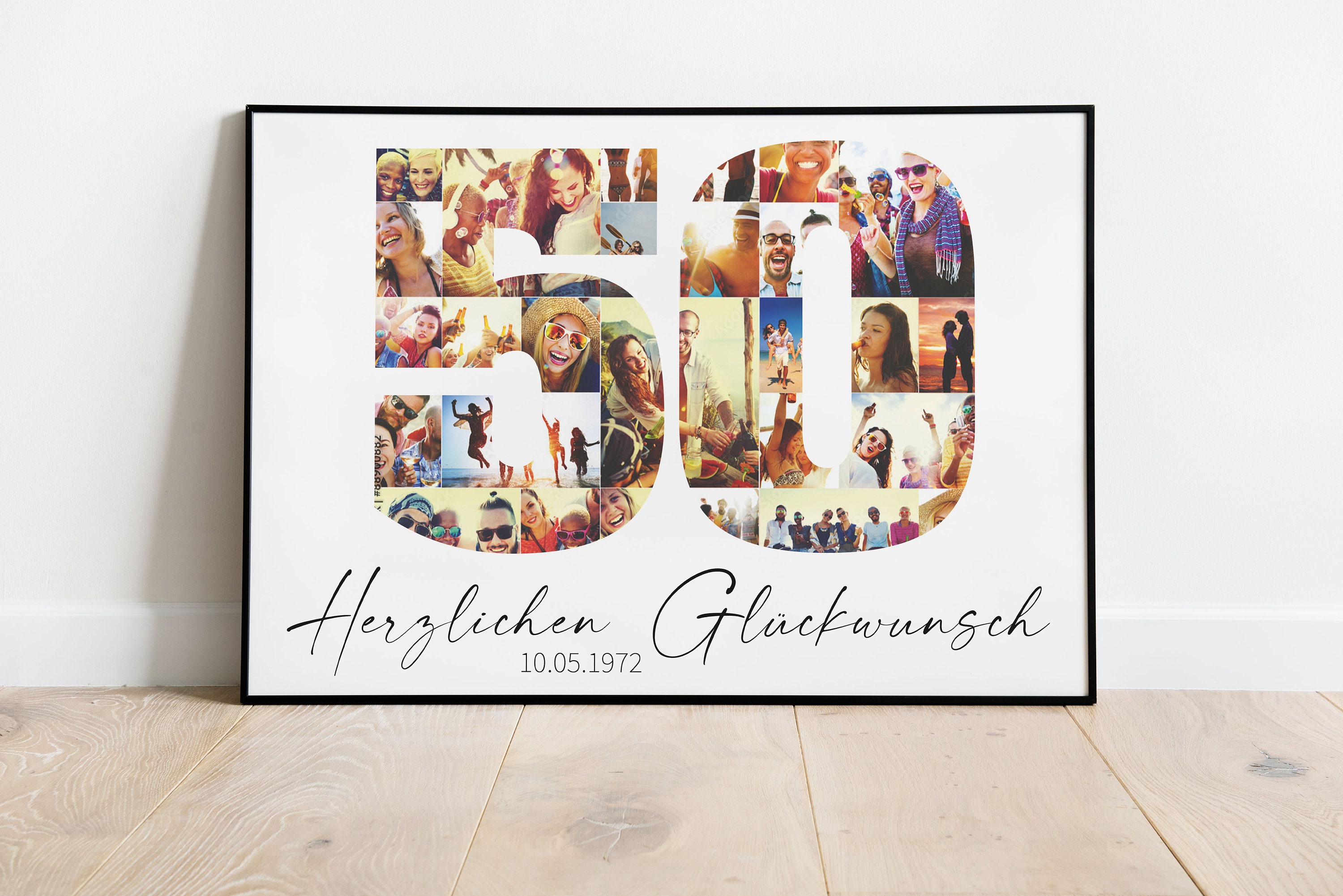 50. Geburtstag Fotocollage Alles Gute Happy Birthday Geschenk Poster