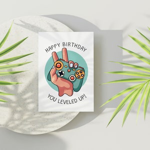 Happy Birthday you leveled up | Geburtstag | Glückwunsch | Karte | Glückwunschkarte | Geschenk | Gamer | Gaming | Controller