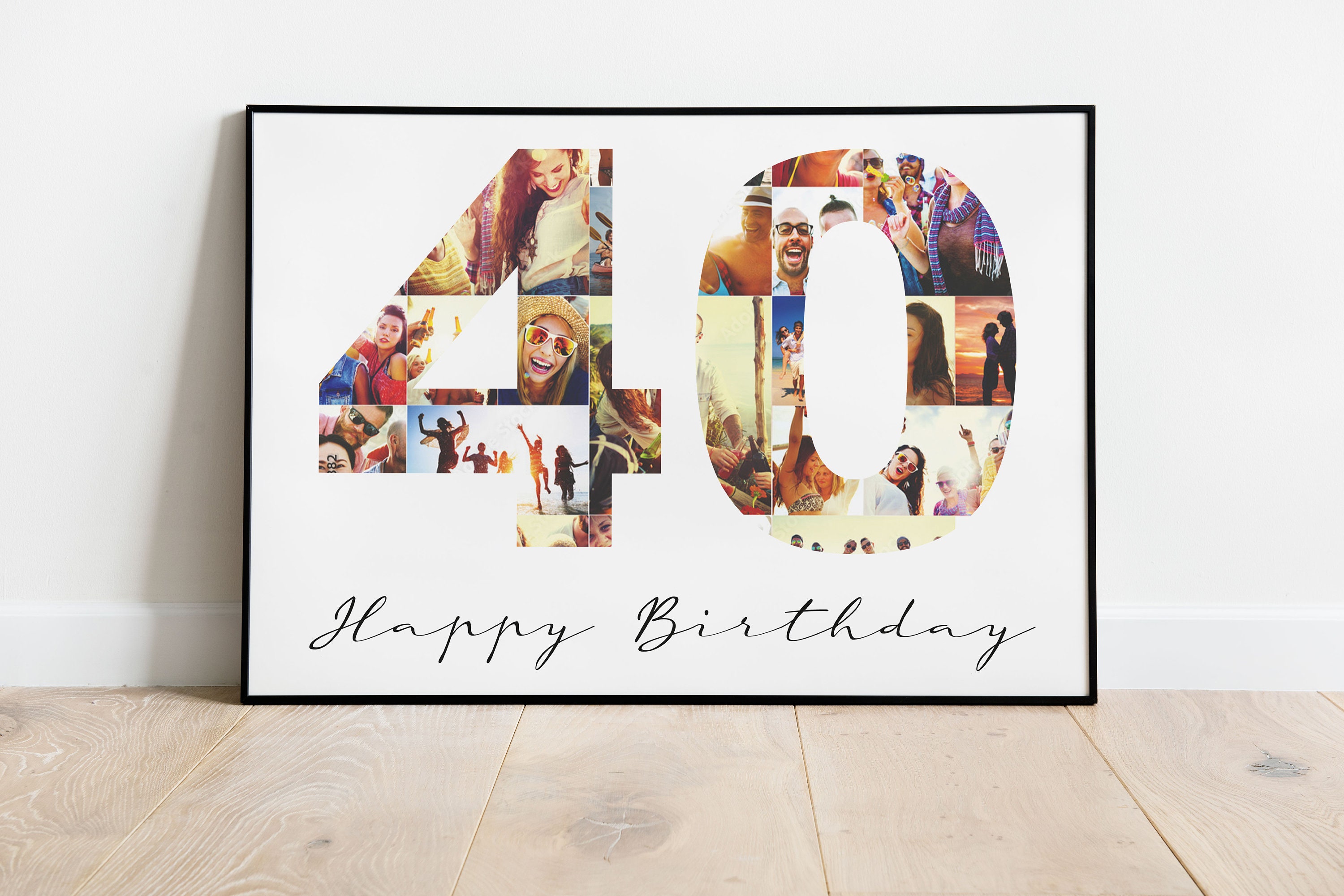 40. Geburtstag Fotocollage Alles Gute Happy Birthday Geschenk Poster individuell personalisiert 