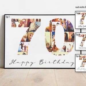 70. Geburtstag | Fotocollage | Alles Gute | Happy Birthday | Geschenk | Poster | individuell | personalisiert