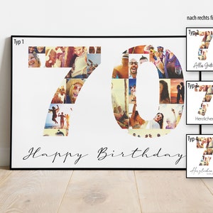 70th birthday | Photo collage | All the best | happy birthday | gift | Posters | individual | personalized