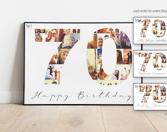 70th birthday | Photo collage | All the best | happy birthday | gift | Posters | individual | personalized