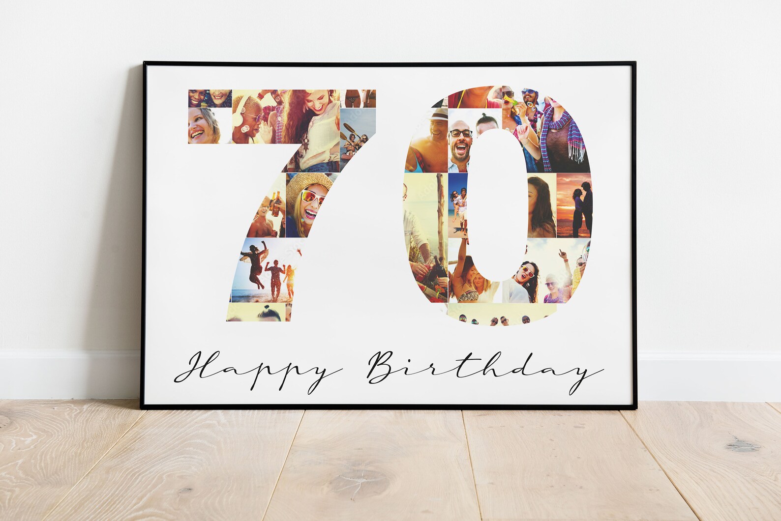 70. Geburtstag Fotocollage Alles Gute Happy Birthday Geschenk Poster