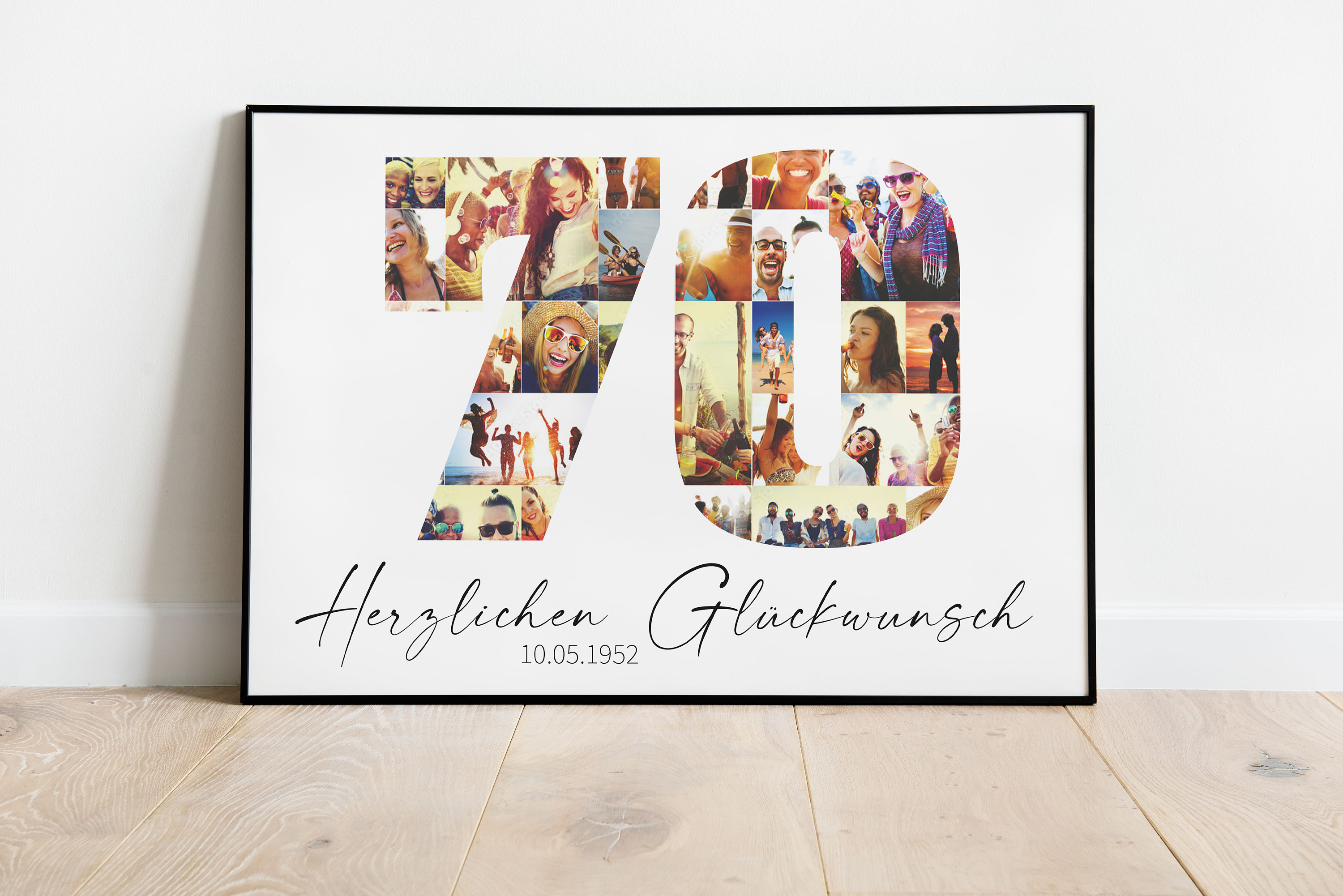70. Geburtstag Fotocollage Alles Gute Happy Birthday Geschenk Poster