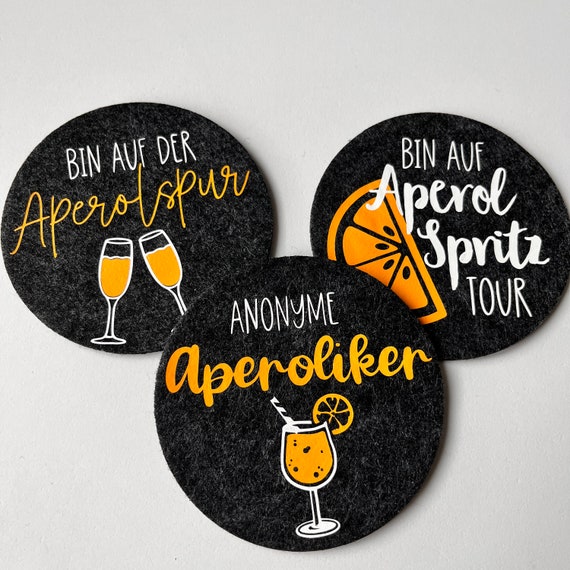 9 Stück Aperol Untersetzer Aus Filz - Lustige Deko Mit Sprüchen, Geschenk Für Aperol Spritz Fans