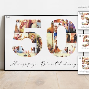 50th birthday | Photo collage | All the best | Happy Birthday | Gift | Posters | individual | personalized