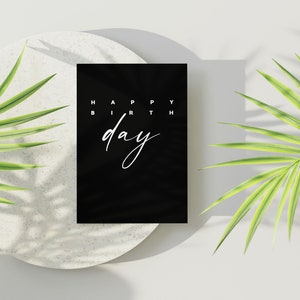 Happy Birthday | Geburtstag | Glückwunsch | Karte | Glückwunschkarte | Geschenk | Black