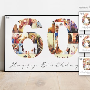 60. Geburtstag | Fotocollage | Alles Gute | Happy Birthday | Geschenk | Poster | individuell | personalisiert