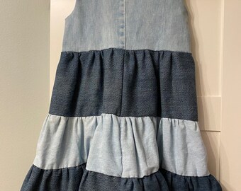 Robe en denim pour filles| Robe petites filles, robe denim filles, robe en jean à plusieurs niveaux filles