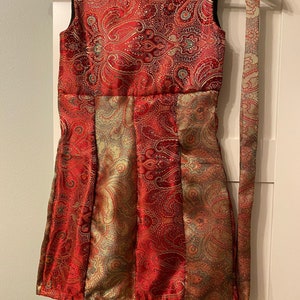 Red shiny dress|Little girls red and green dress, colour blocked dress,shiny dress, bohemian kids dress