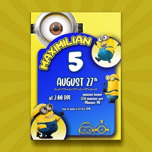 MINIONS Invitation Personalized, MINIONS Digital Invitation, MINIONS Birthday