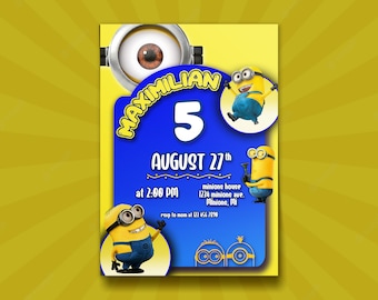 MINIONS-inbjudan personlig, MINIONS digital inbjudan, MINIONS födelsedag