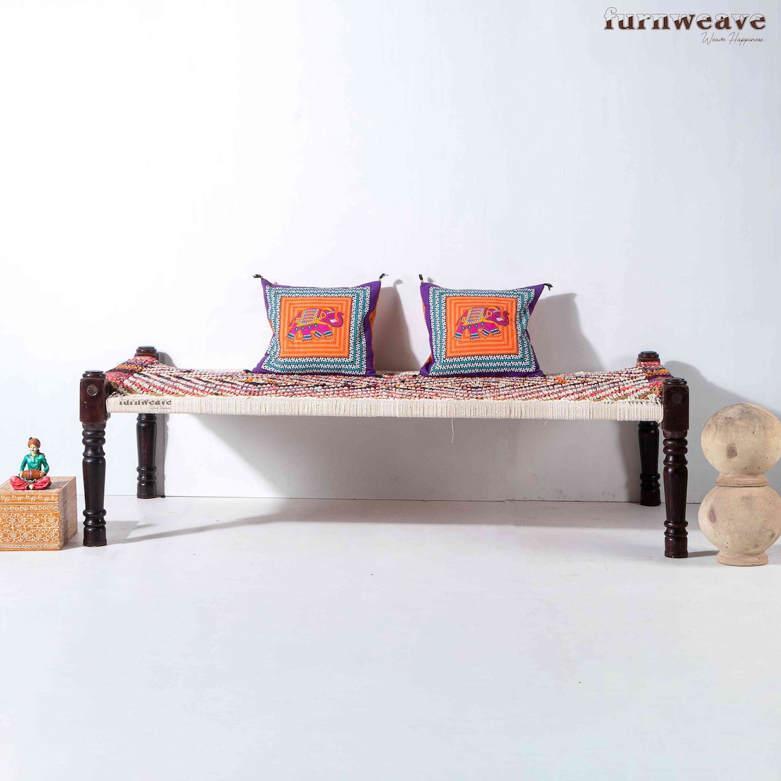 Furnweave Wooden Handwoven Charpai Bed Village Khatiya Etsy