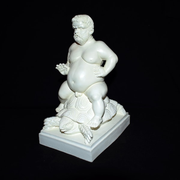 Erotik Figur Bacchus männlich Akt Statuette nackter florentinische Zwerg Nano Morgante Skulptur auf Schildkröte Statue