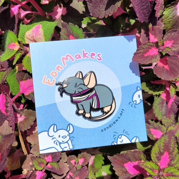 Pin's subtil en émail pour le rat Fierté asexuée | Cadeau pour votre coming out | Discreet Ace Spectrum Pride | Pour les amateurs de rats | Badge Rongeur