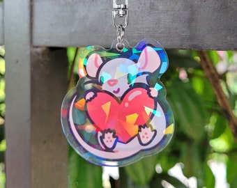 Heart Rat Acrylic Charm | 2 Inches | For Rat Lovers