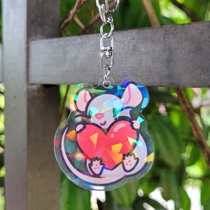Herz Ratte Acryl Charm | 5cm | Für Rattenliebhaber | Nettes Geschenk | Bestie Geschenk | Freundschaft Schlüsselanhänger