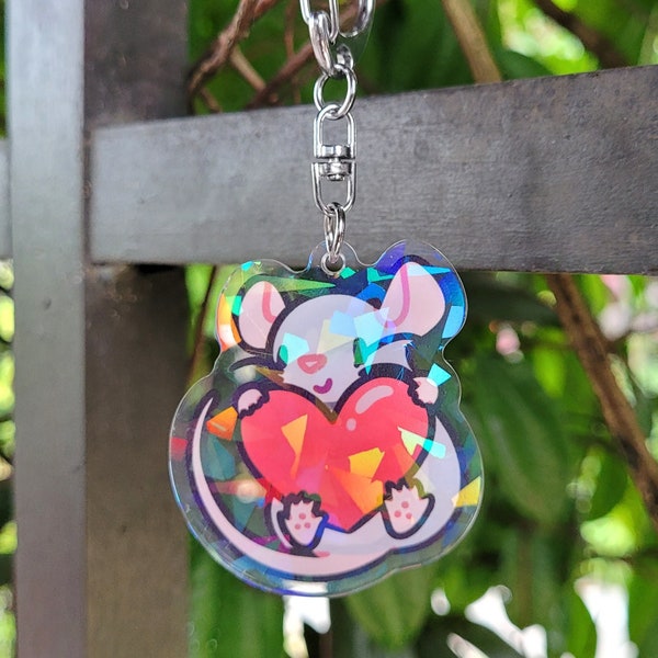 Heart Rat Acrylic Charm | 2 Inches | For Rat Lovers | Cute Gift | Bestie Present | Friendship Keychain