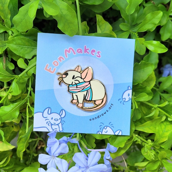 Subtle Trans Pride Rat Enamel Pin | Coming Out Gift | Stealth Transgender Pride | For Rat Lovers | Transfem Badge | Transmasc Push Pin