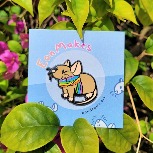 Broche en émail subtile LGBTQ+ Pride Rat | Cadeau pour votre coming out | Fierté discrète | Pour les amateurs de rats | LGBT | Insigne arc-en-ciel | Broche alliée LGBTQ | Amour gay