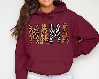 Maglietta MAMA con stampa animalier: maglietta con stampa leopardata e zebra