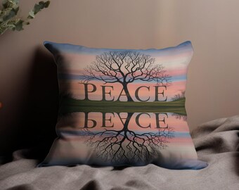 Peace Tree Pillow, Calm Reflections Cushion, Nature Serenity Pillow, Inspirational Home Decor, Tranquil Landscape Pillow, Chair Throw Pillow