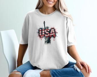 Comfort Colors USA Liberty T-Shirt: Vateristische Freiheitsstatue T-Shirt