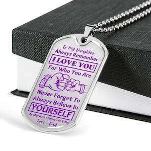 I Love You Dog Tag Necklace, To Daughter From Dad, Father Gift for Girl, Daughter, Loved One, Holidays and Christmas Gifts