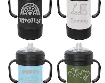 Vasos para sorber personalizados grabados con láser, personalizados: diseñe su imagen/palabras, aislados, 10 oz. Vasos para sorber de viaje para niños, de acero inoxidable