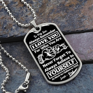 To My Son Dog Tag Necklace, DAD To Son Necklace, Personalized Necklace for Son, Son Birthday Gift, Graduation Son Gift Ideas, Son Xmas Gift