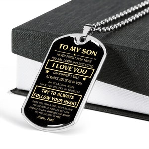 To My Son Dog Tag, Gift from Mother or Father To Son, Special Jewelry Gifts for Son, Birthdays, Graduations, Commencements