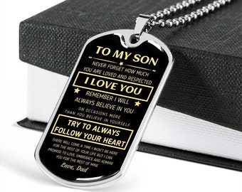 Placa de identificación para mi hijo: collar militar de acero quirúrgico