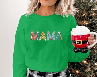 Mama Graphic Tee: Colorful Letter Design, Mom Life Shirt