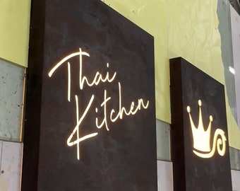 Personalized Laser Cut Business Sign – 3D Raised Wall Logo for Beauty Salon, Nail Bar, Office Reception, Custom Logo Sign, LED Backlit Sign