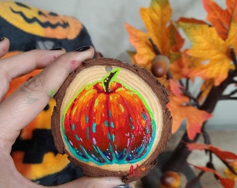 Pumpkin - woodslice painting