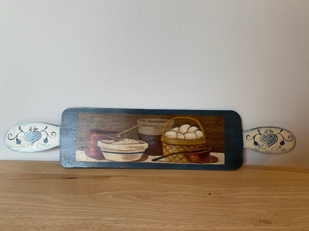 Vintage Hand Painted Rolling Pin Wall Art Baking Cottagecore Etsy