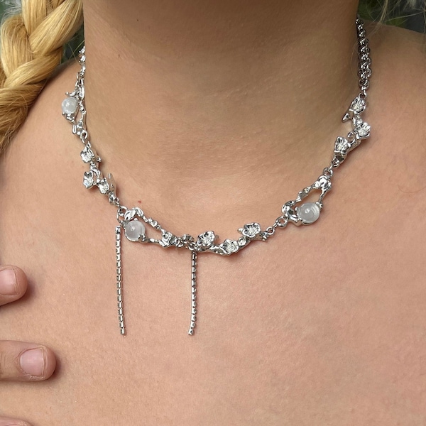 Y2k moonlight dainty Sterling Silver necklace/choker