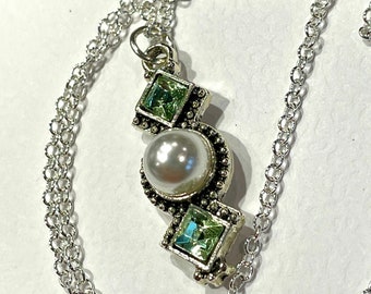 Lady Daphne Bridgerton Crystal and Pearl Regency Ball 925 Silver Necklace