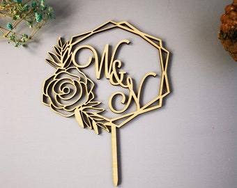 Personalized Initials letters Wedding Cake Topper,Custom Rustic Wreath Paraaf cake topper,Couple Wedding cake Decor Supplies.
