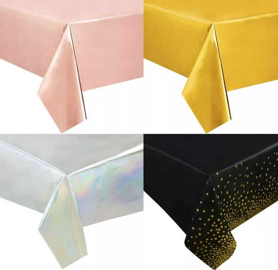 274137cm Rose Gold Disposable Tablecloth Plastic Dot Table Etsy