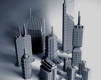 Zona 1 de Ciudad Delta - Terreno urbano a escala de 6 mm para Wargaming. Conjunto de 11 edificios.