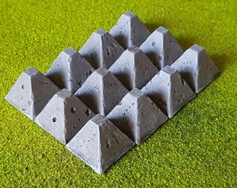 Trampas para tanques / Dientes de dragón - Terreno de Wargaming de 28/32 mm (12 unidades sin pintar)